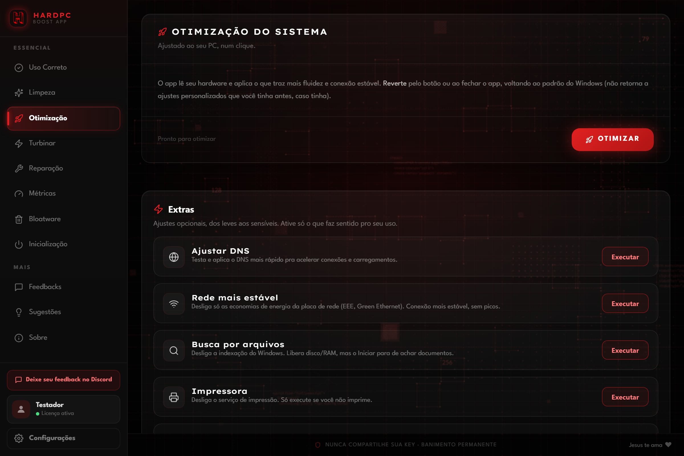 HardPC Boost App 1.3 - aba Otimização com o fundo tático animado
